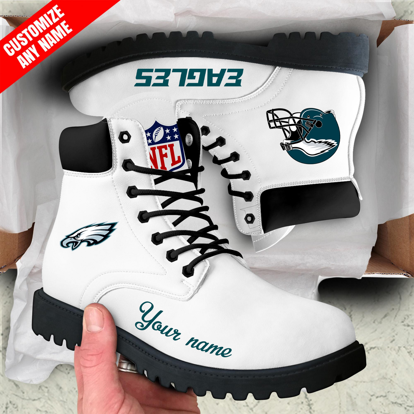 PHI x NFL Custom Leather Boots DATND TANTD
