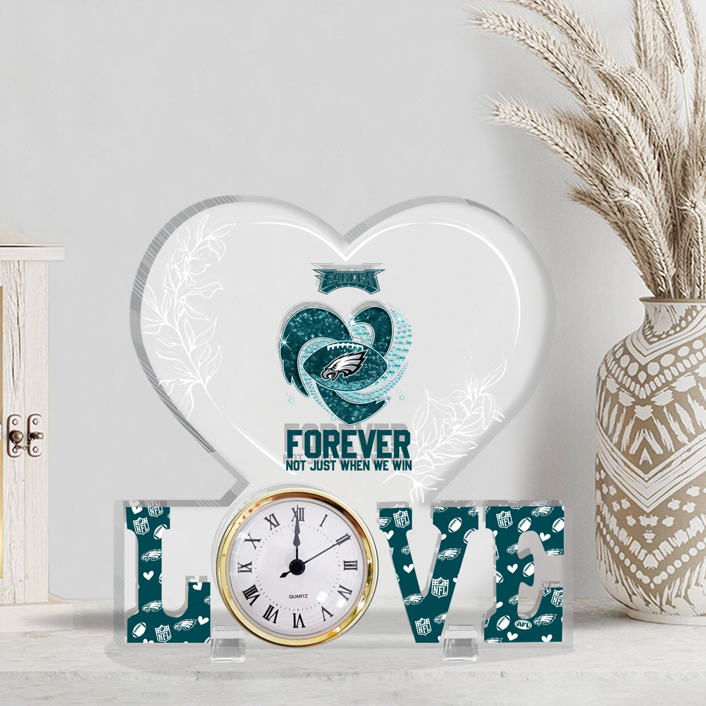 PHI x NFL Forever Not Just When We Win Acrylic Clock DATND TANTD