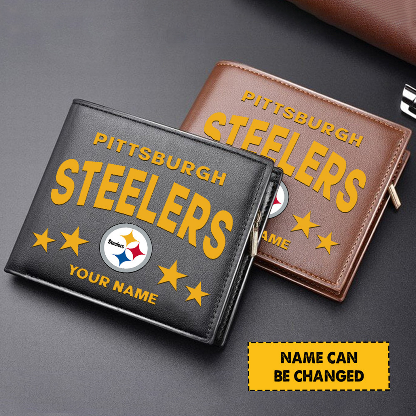 PIT Football Leather Man Black Brown Wallet Personalized Any Name DATND TANTD