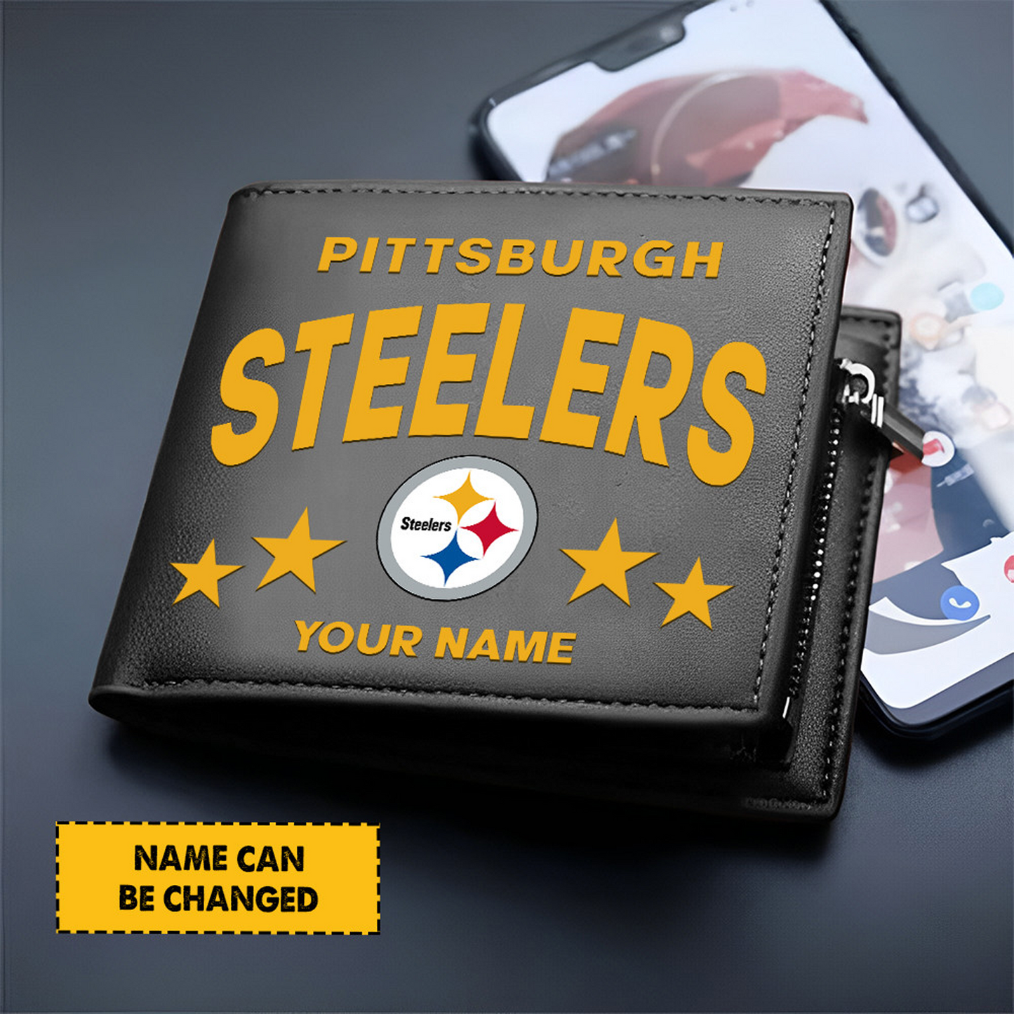 PIT Football Leather Man Black Brown Wallet Personalized Any Name DATND TANTD