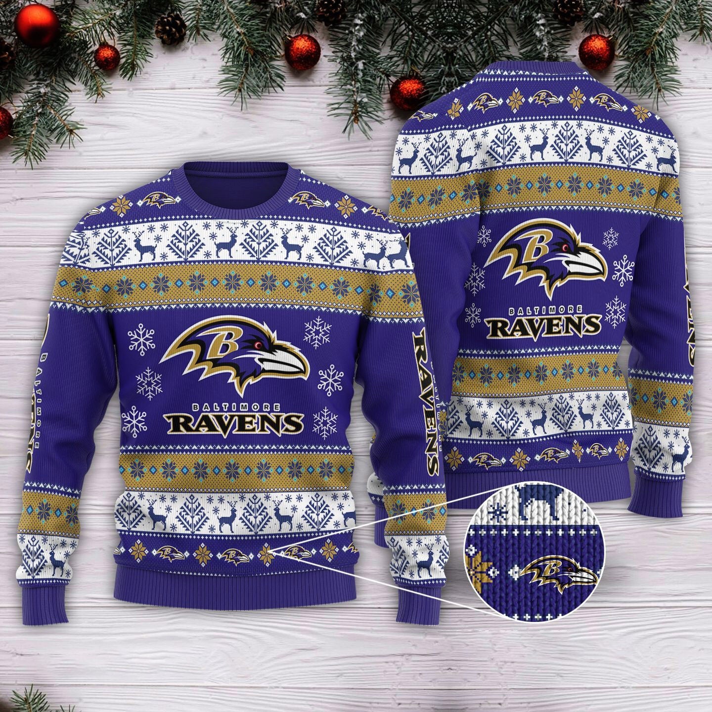 Premium NFL BAL Holiday Wool Sweater V1 NAK NHM