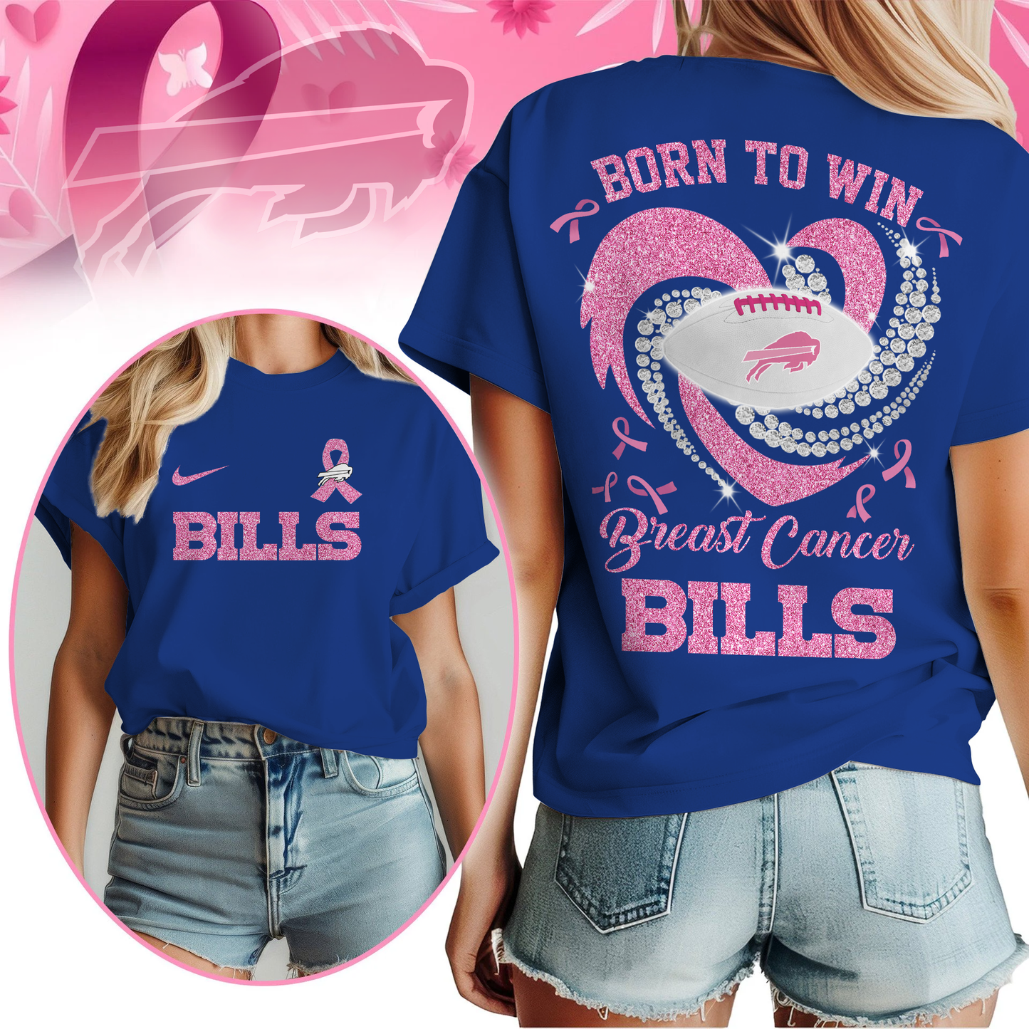 Premium NFL BFBL Breast Cancer T-shirt V2 NMD NTLDDT CTND1