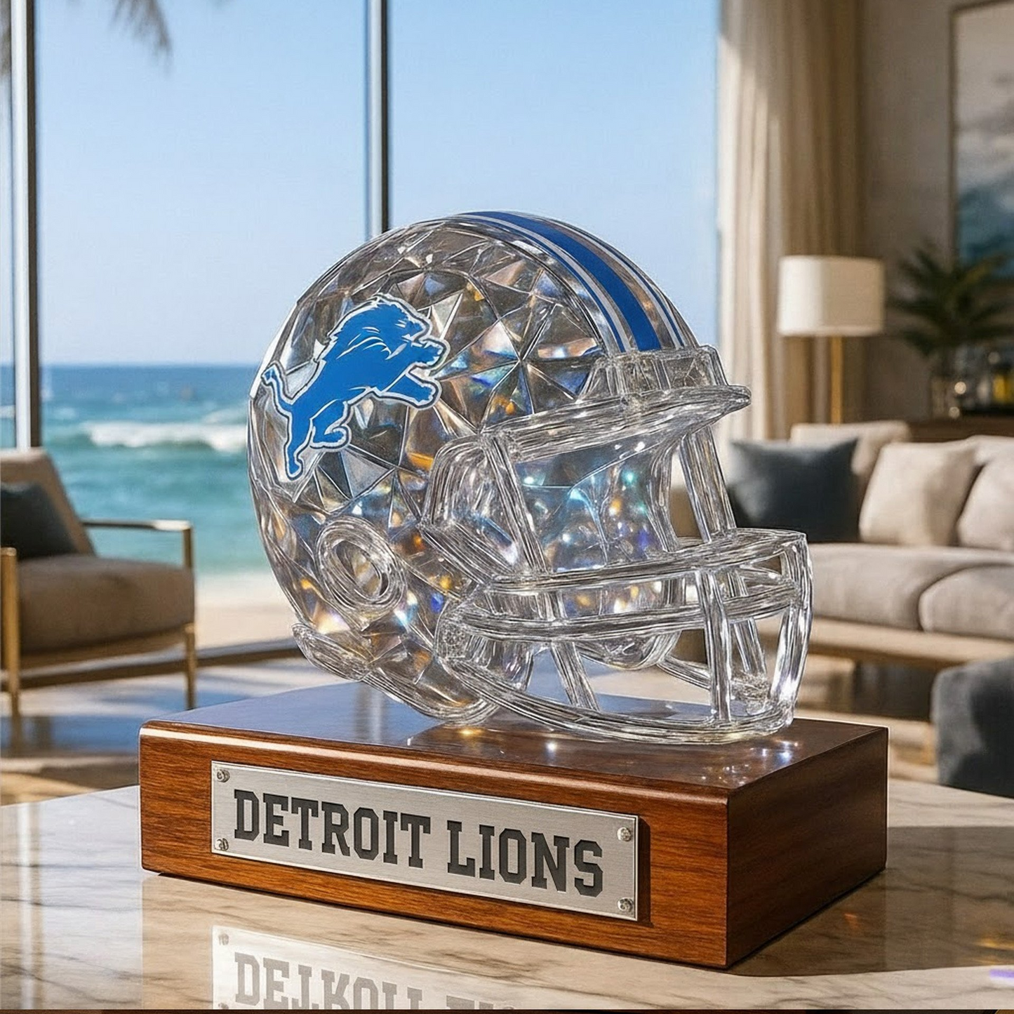 Premium NFL DET Crystal Style Desktop Ornament V1 NMD TTV