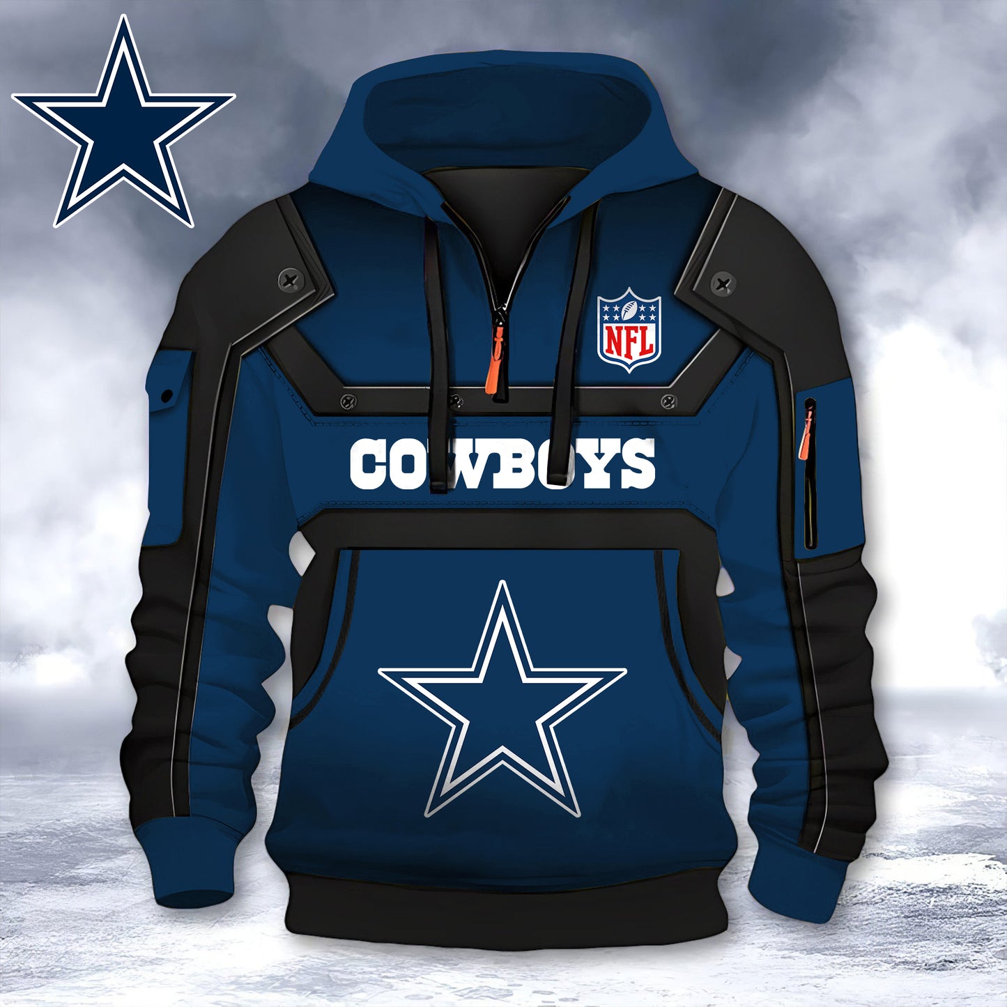 Premium NFL DLCB Hoodie Half Zipper V1 NMD NHM