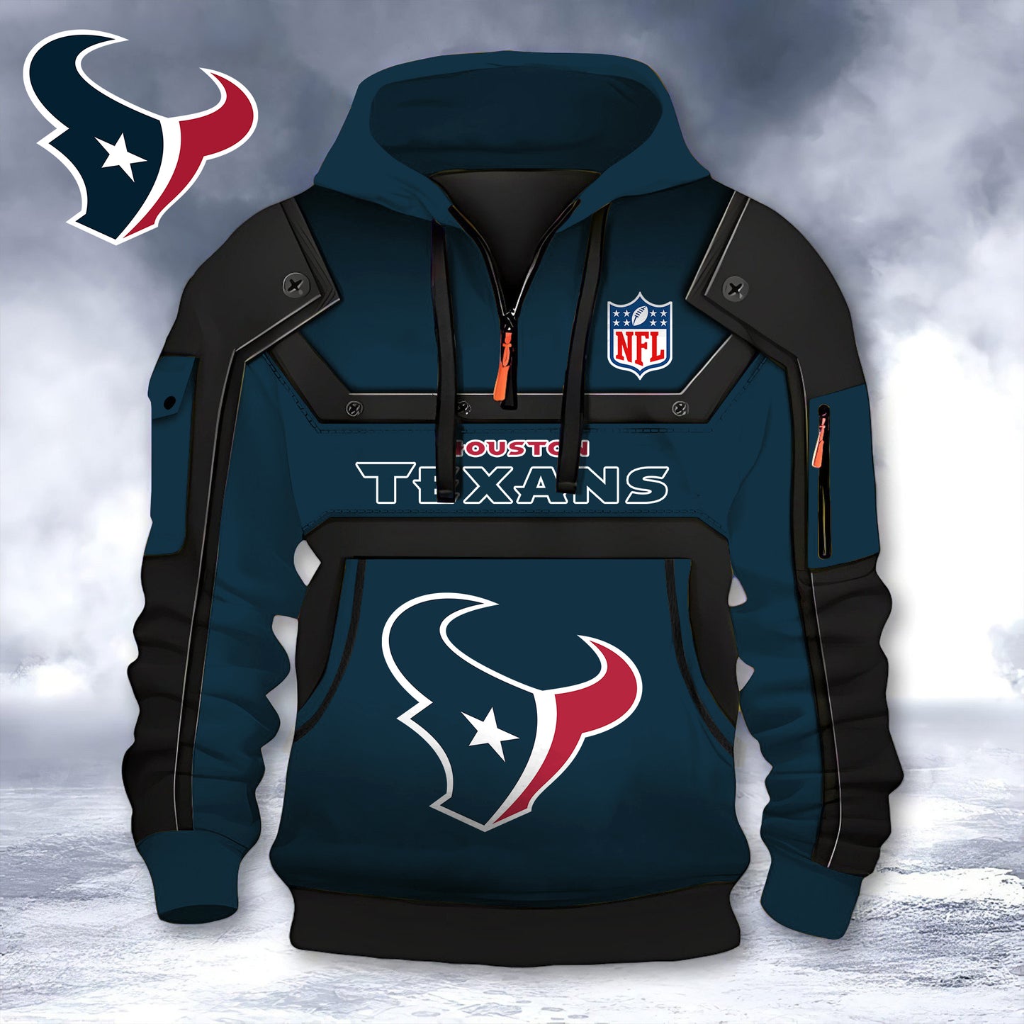 Premium NFL HTX Hoodie Half Zipper V1 NMD NHM