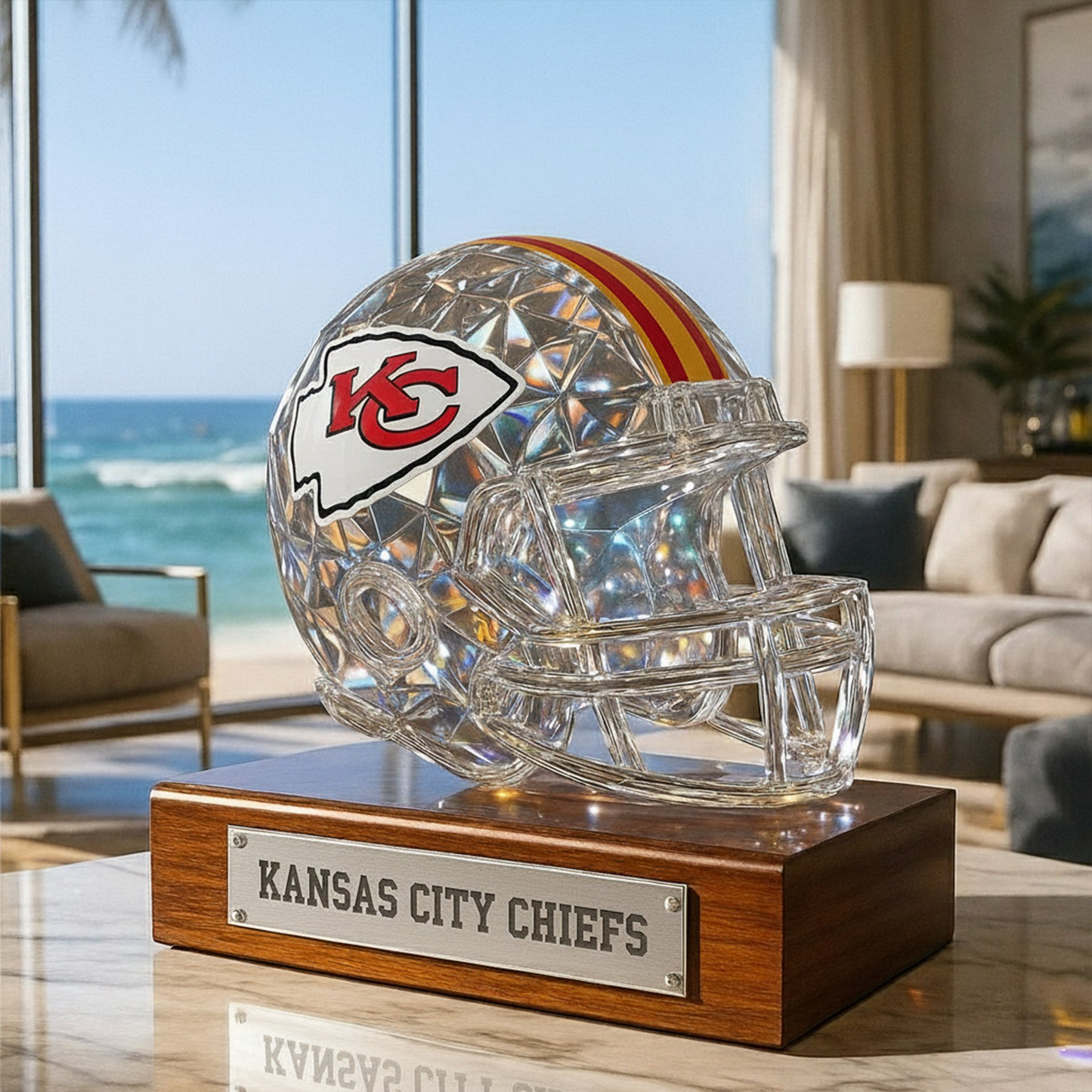 Premium NFL KC Crystal Style Desktop Ornament V1 NMD TTV