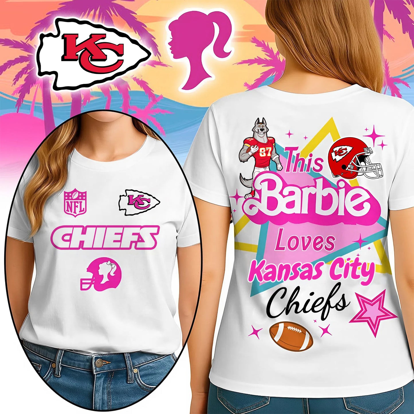 Premium NFL KCC Barbie T-shirt V10 NMD NHM