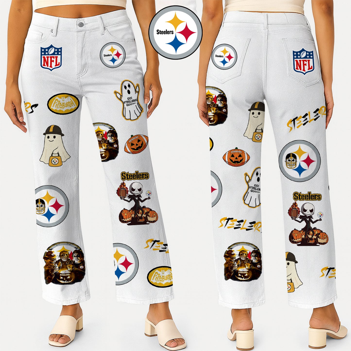 Premium NFL PBS Halloween High Waisted Casual Wide Leg Pants V1 NMD NHM