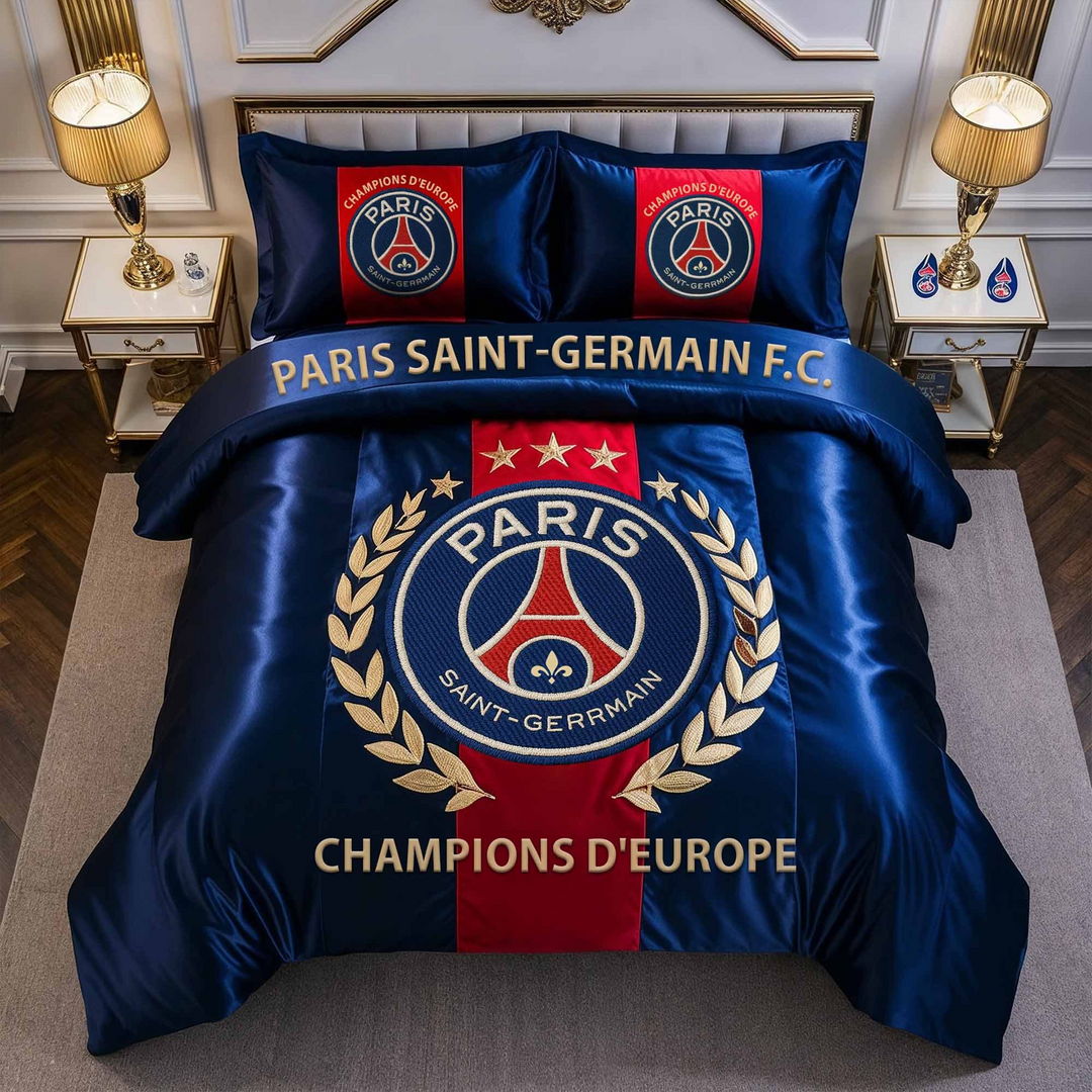Paris SG UEFA Champions League 2025 Premium 3-Piece Bedding Set NDD DVT