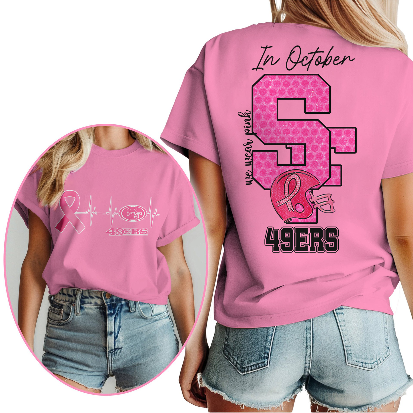 SF49 Premium NFL Breast Cancer Women Shirt DDT NTL