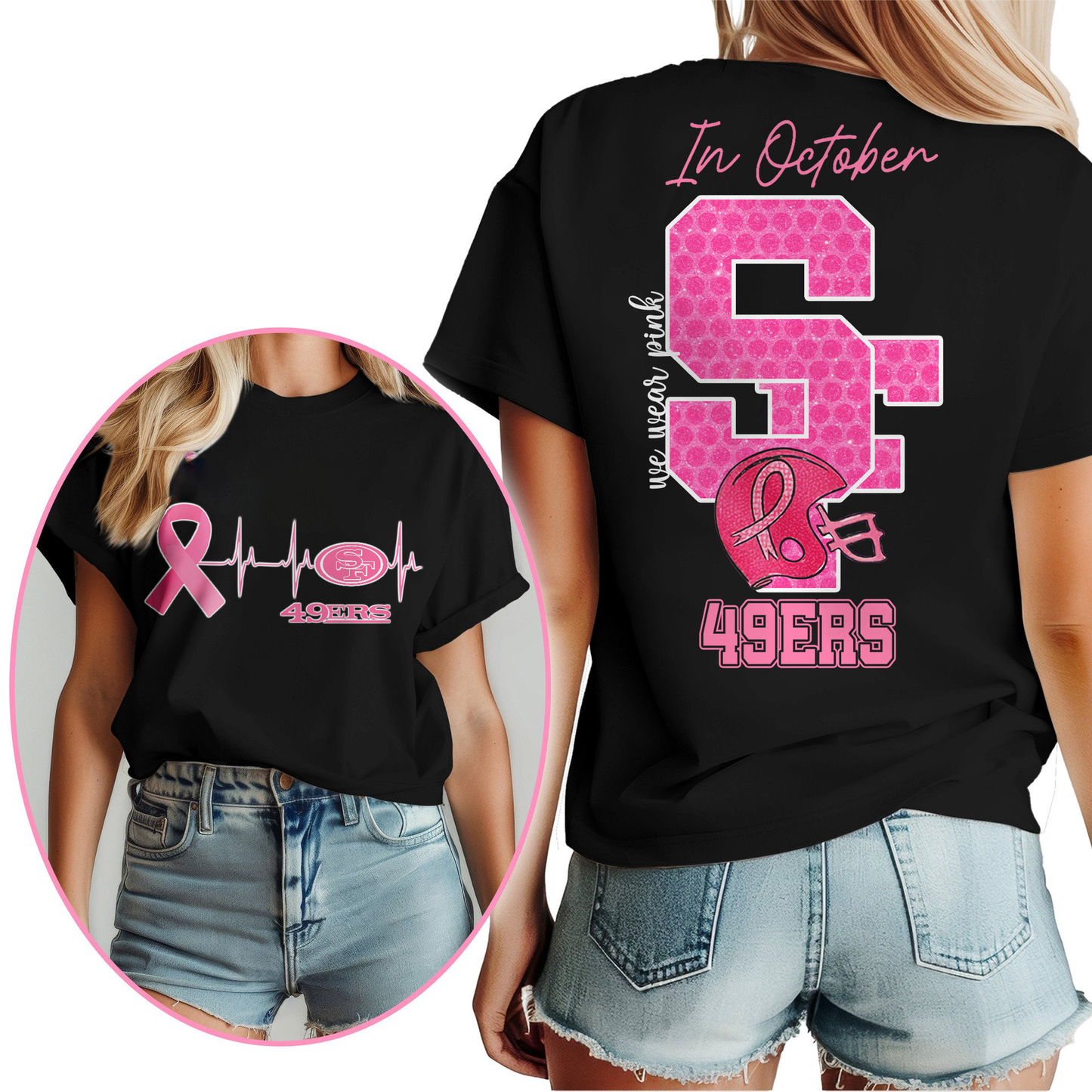 SF49 Premium NFL Breast Cancer Women Shirt DDT NTL
