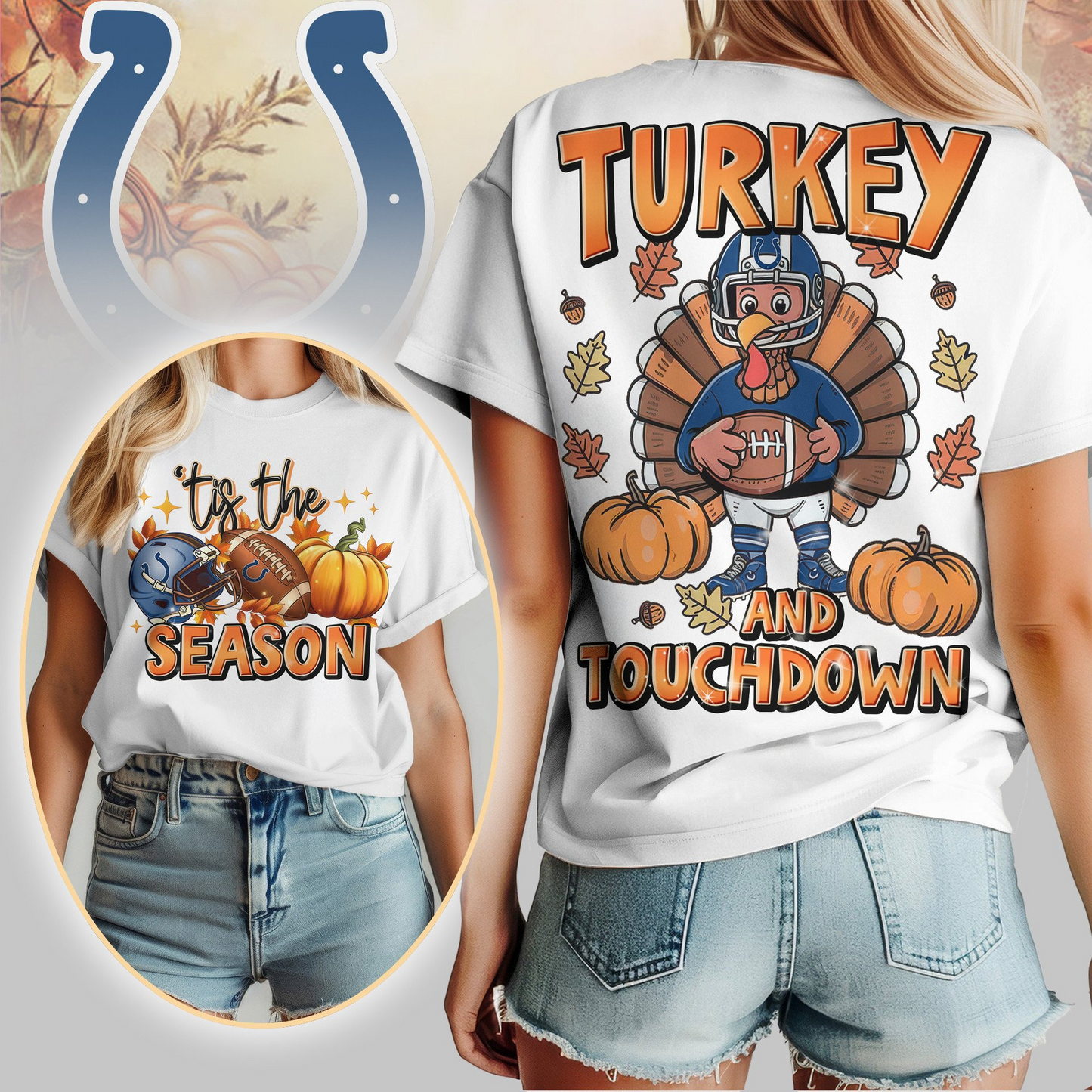 IC Premium NFL Turkey and Touchdown Women's Shirt DDT NTL