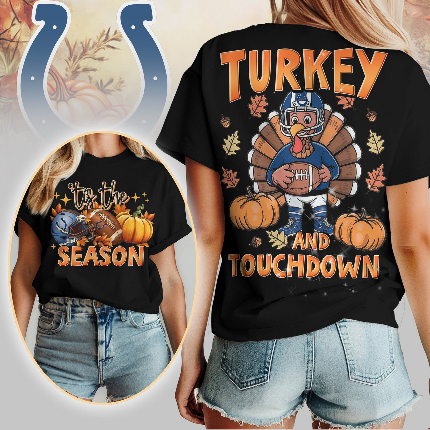 IC Premium NFL Turkey and Touchdown Women's Shirt DDT NTL