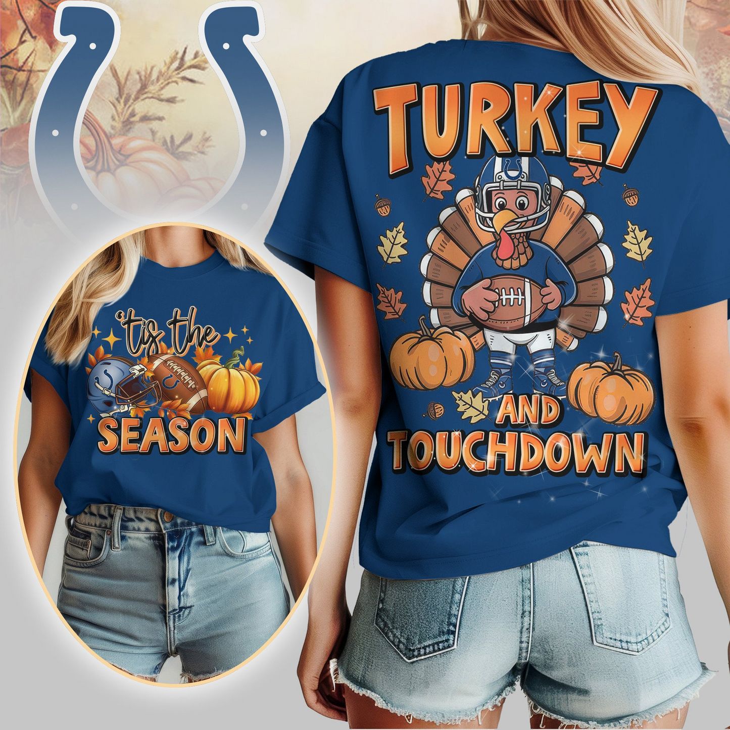IC Premium NFL Turkey and Touchdown Women's Shirt DDT NTL