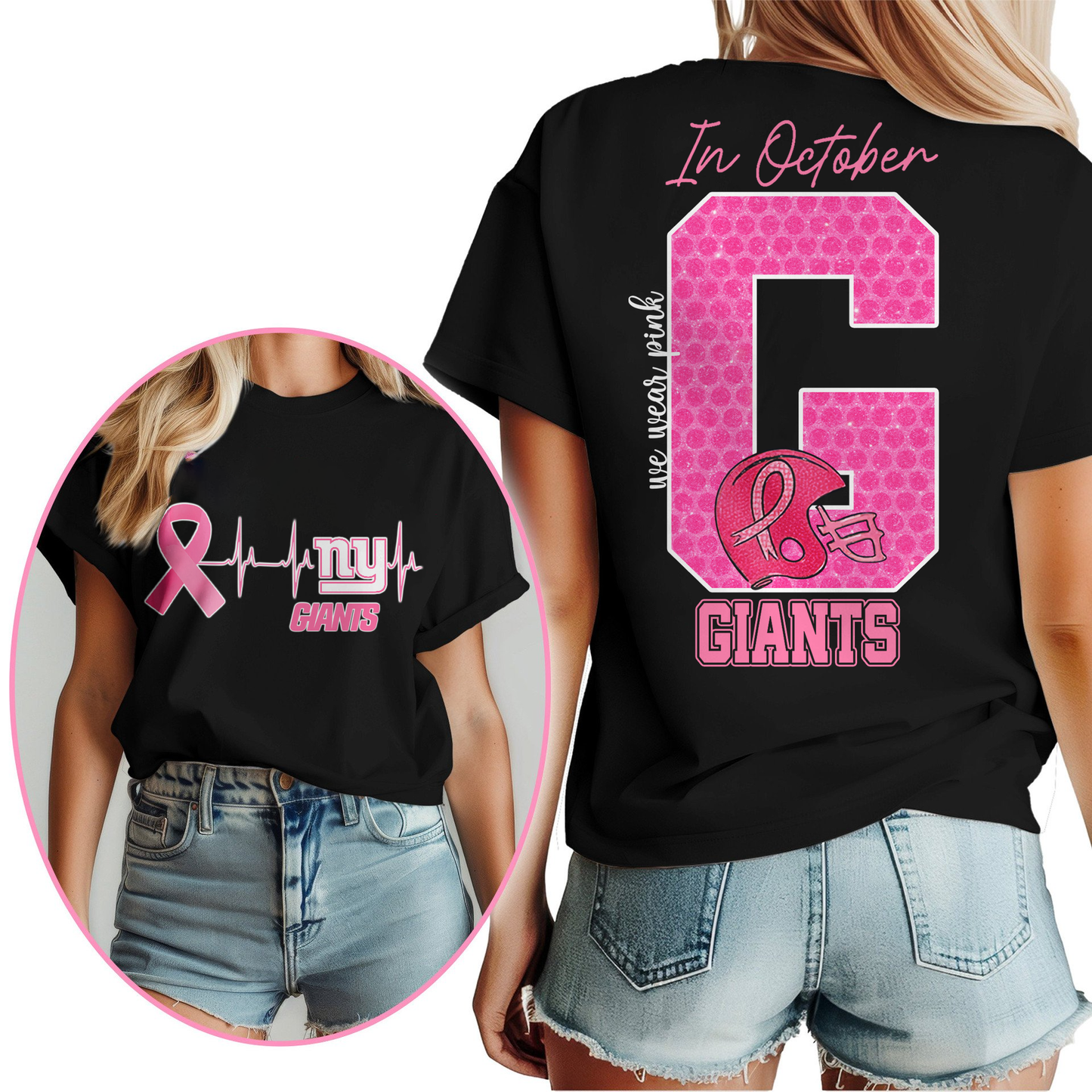 NYG Premium NFL Breast Cancer Women Shirt DDT NTL