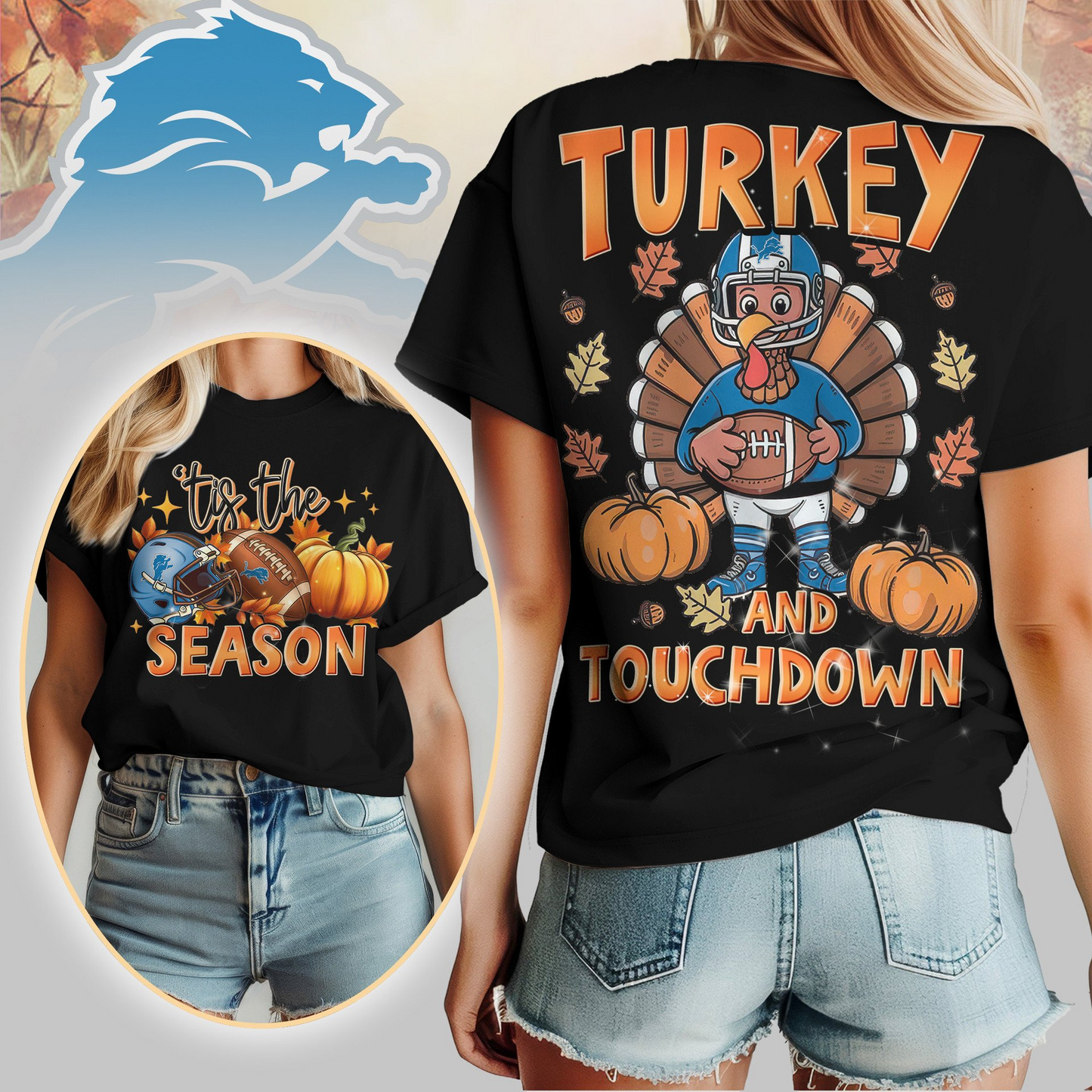 DL Premium NFL Turkey and Touchdown Women's Shirt DDT NTL