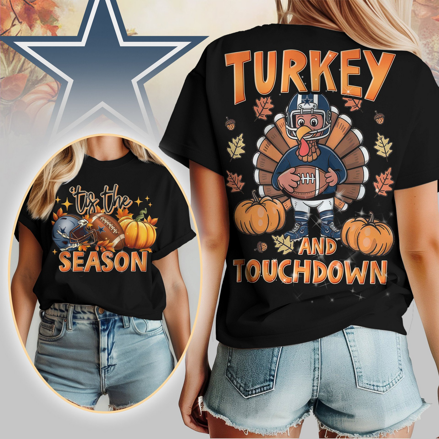 DC Premium NFL Turkey and Touchdown Women's Shirt DDT NTL