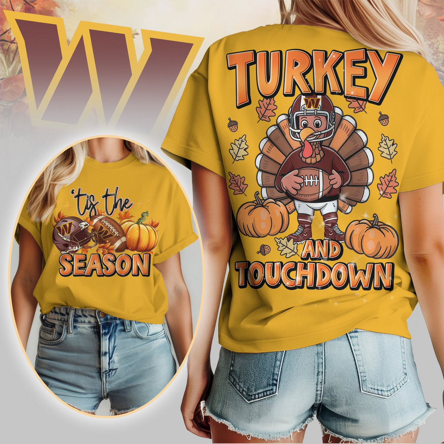 WC Premium NFL Turkey and Touchdown Women's Shirt DDT NTL