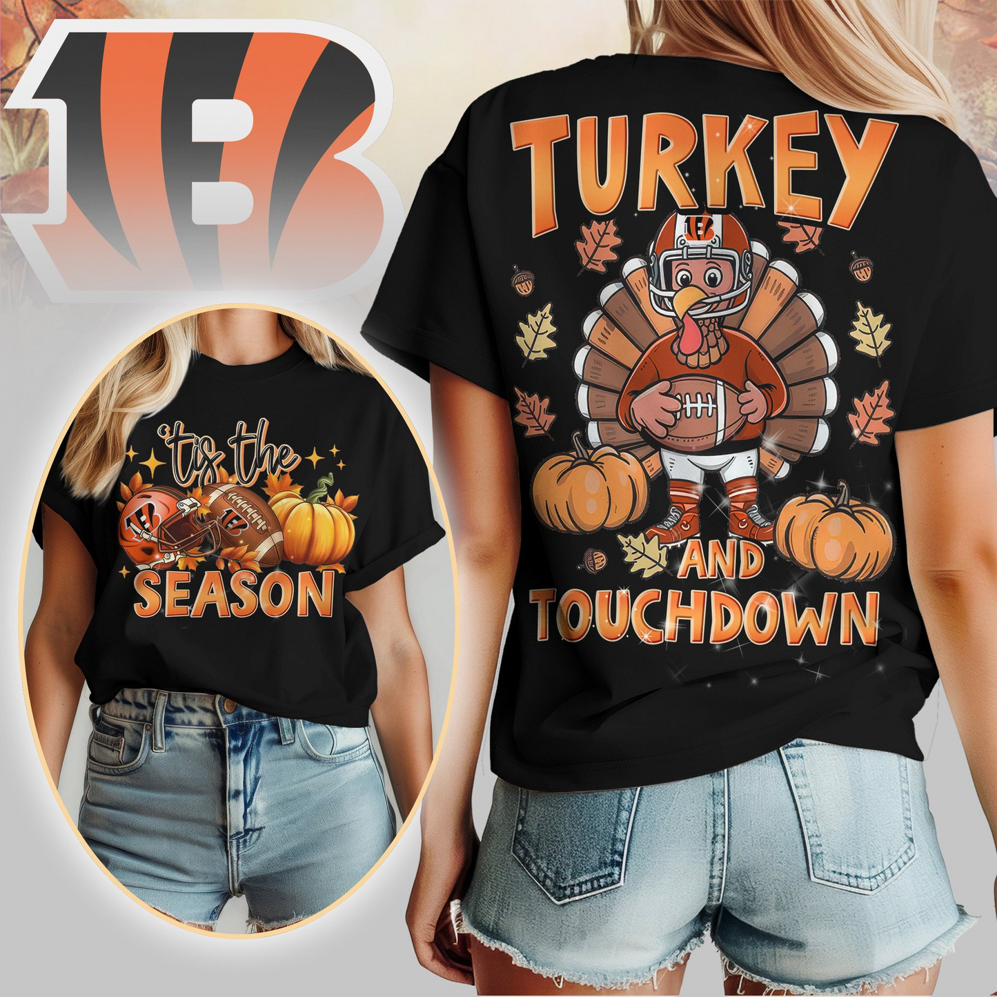 CIN Premium NFL Turkey and Touchdown Women's Shirt DDT NTL