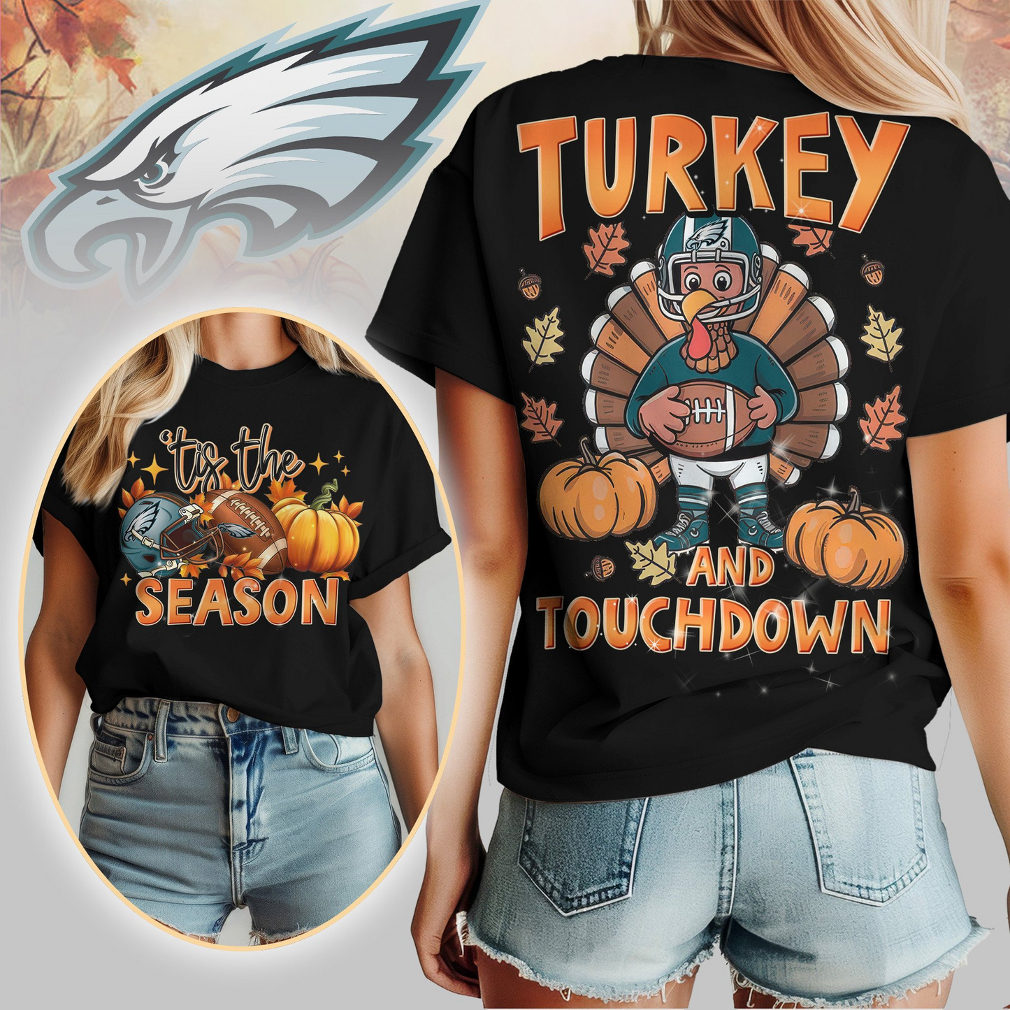 PE Premium NFL Turkey and Touchdown Women's Shirt DDT NTL