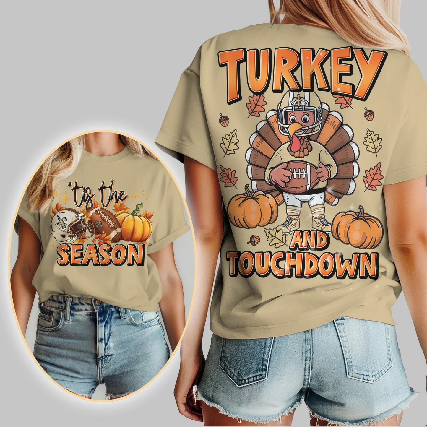 NOS Premium NFL Turkey and Touchdown Women's Shirt DDT NTL
