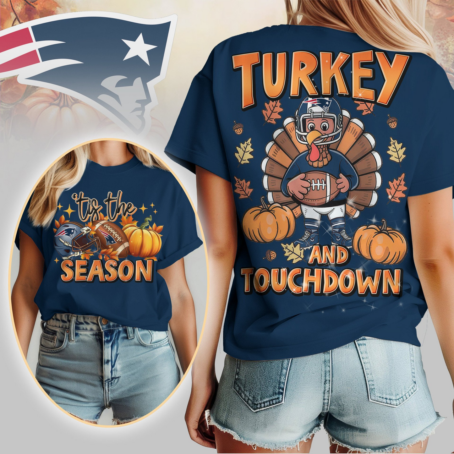 NEP Premium NFL Turkey and Touchdown Women's Shirt DDT NTL
