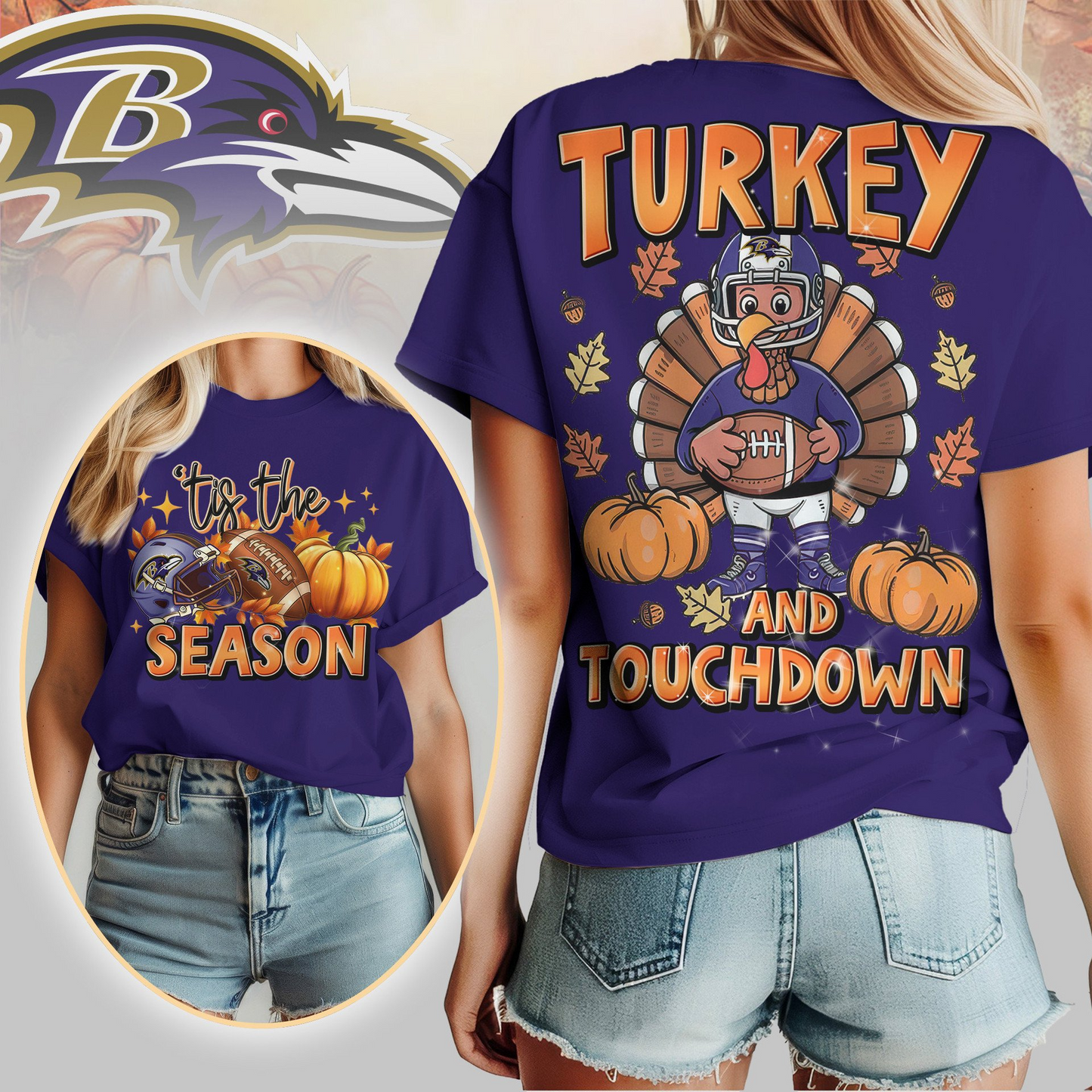 BR Premium NFL Turkey and Touchdown Women's Shirt DDT NTL
