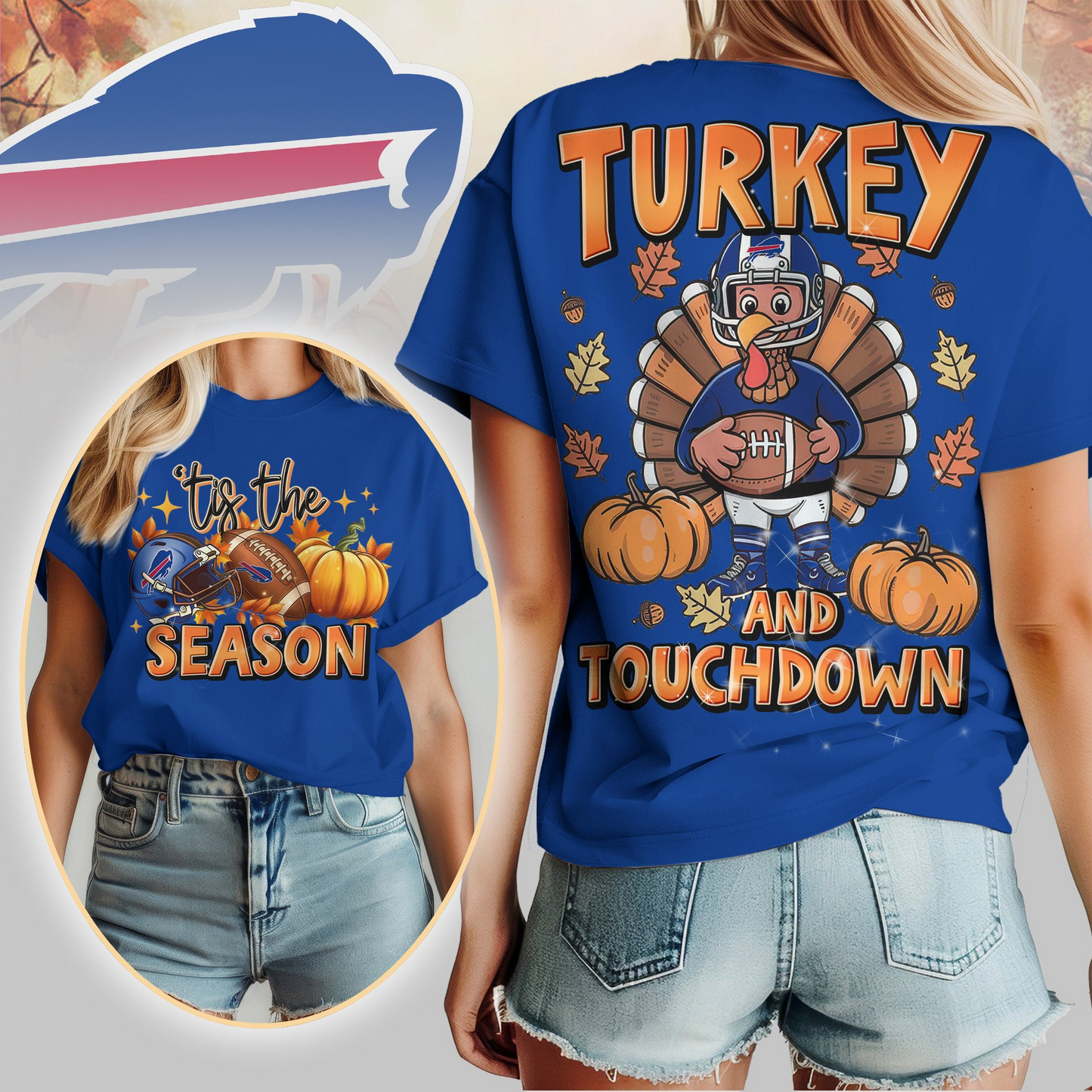 BB Premium NFL Turkey and Touchdown Women's Shirt DDT NTL