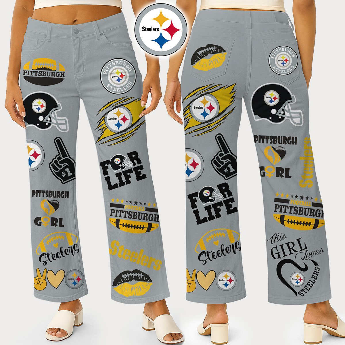 PS Premium NFL High Waisted Casual Wide Leg Pants DDT NTL