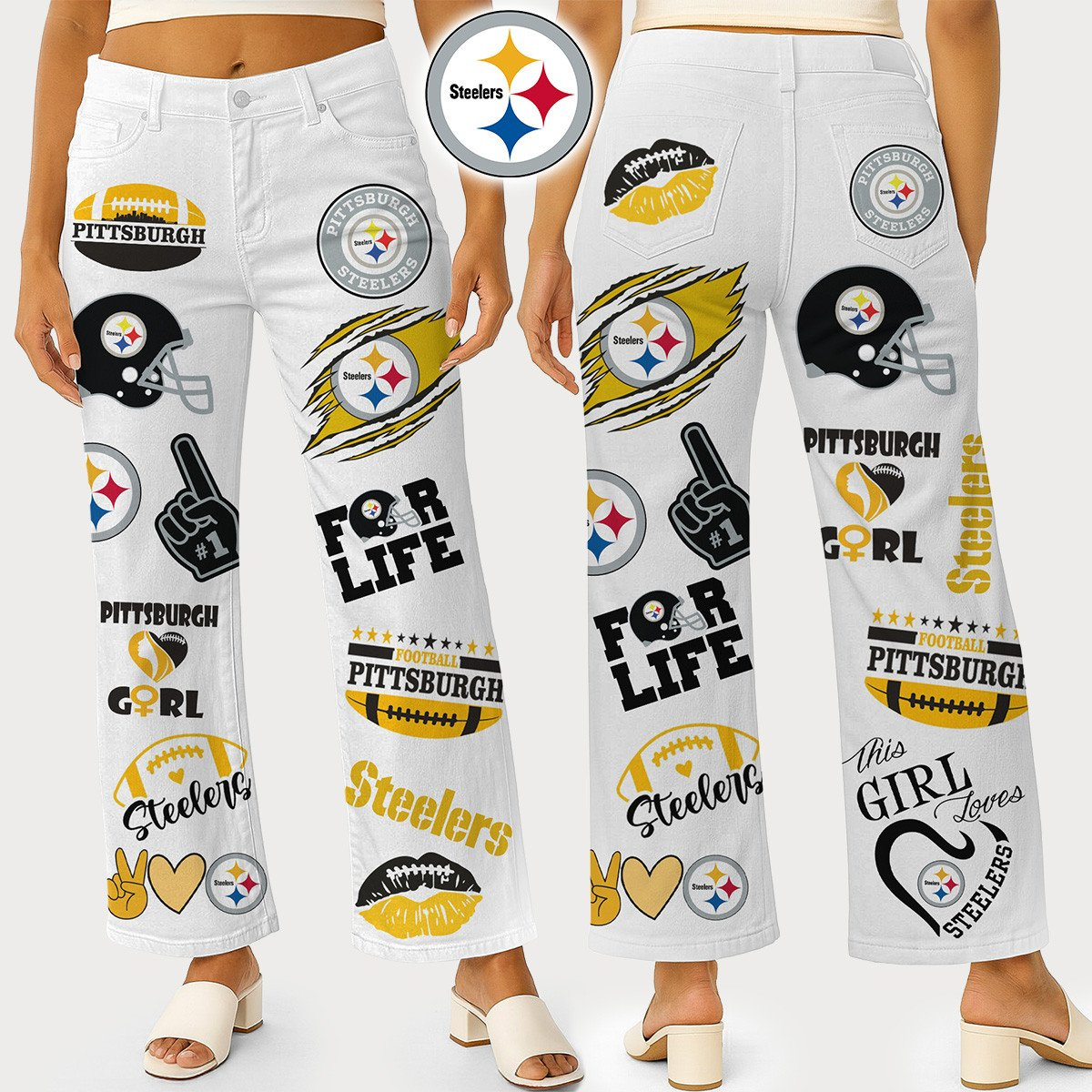 PS Premium NFL High Waisted Casual Wide Leg Pants DDT NTL