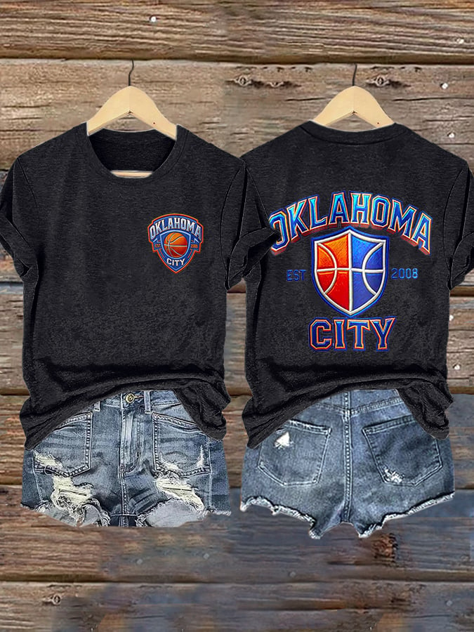 Retro Oklahoma City Basketball Est.2008 Print T-Shirt DDT NTL