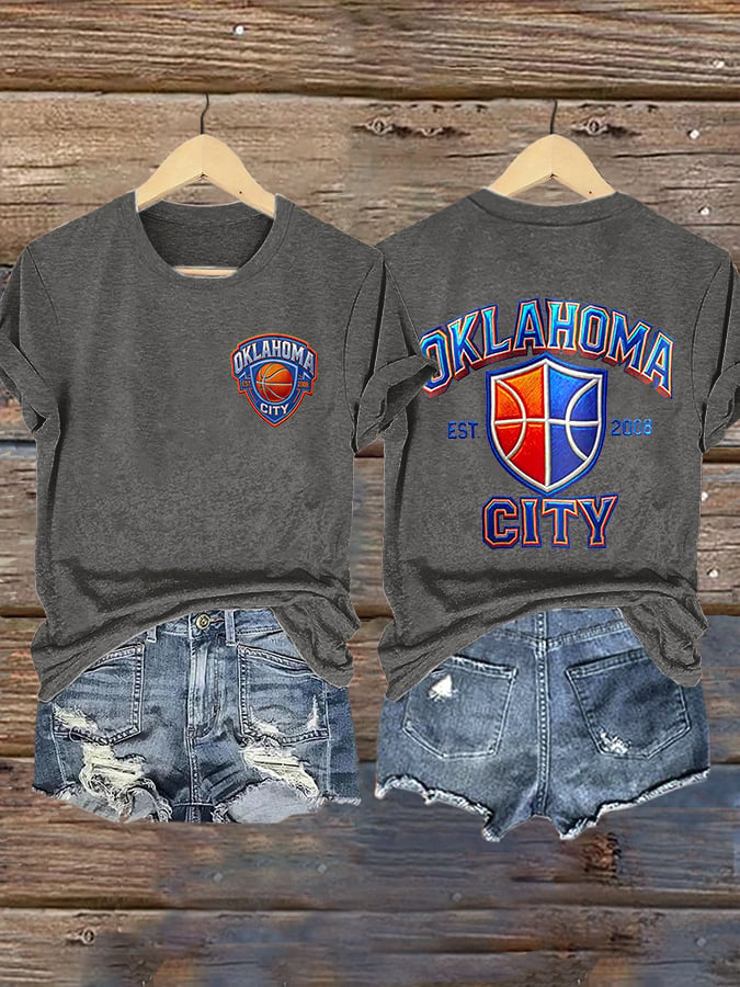 Retro Oklahoma City Basketball Est.2008 Print T-Shirt DDT NTL