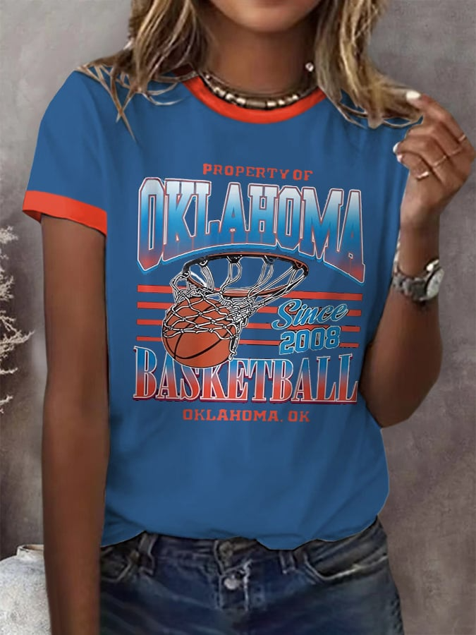 Retro Property Of Oklahoma Since 2008 Basketball Oklahoma, OK Champions 2025 Printed Short-Sleeved T-Shirt DDT NTL
