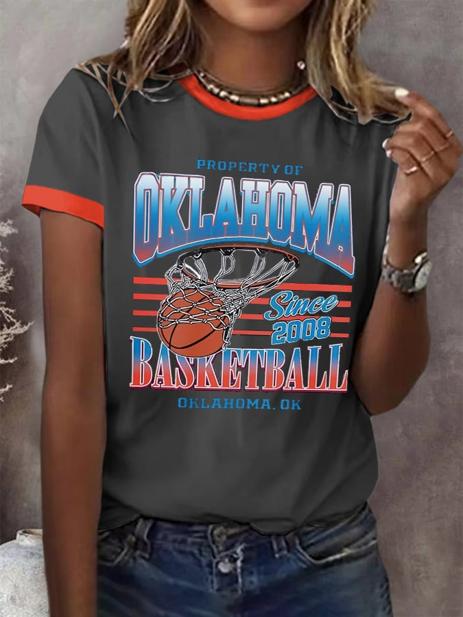 Retro Property Of Oklahoma Since 2008 Basketball Oklahoma, OK Champions 2025 Printed Short-Sleeved T-Shirt DDT NTL