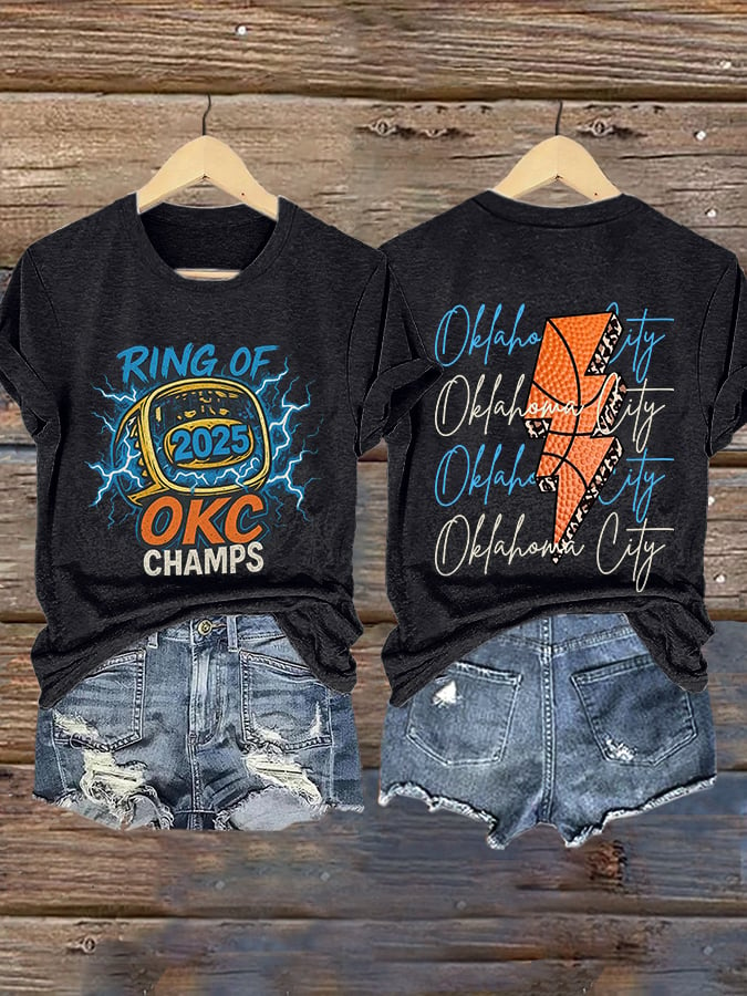 Retro Ring Of 2025 Champs Oklahoma City Print T-Shirt DDT NTL