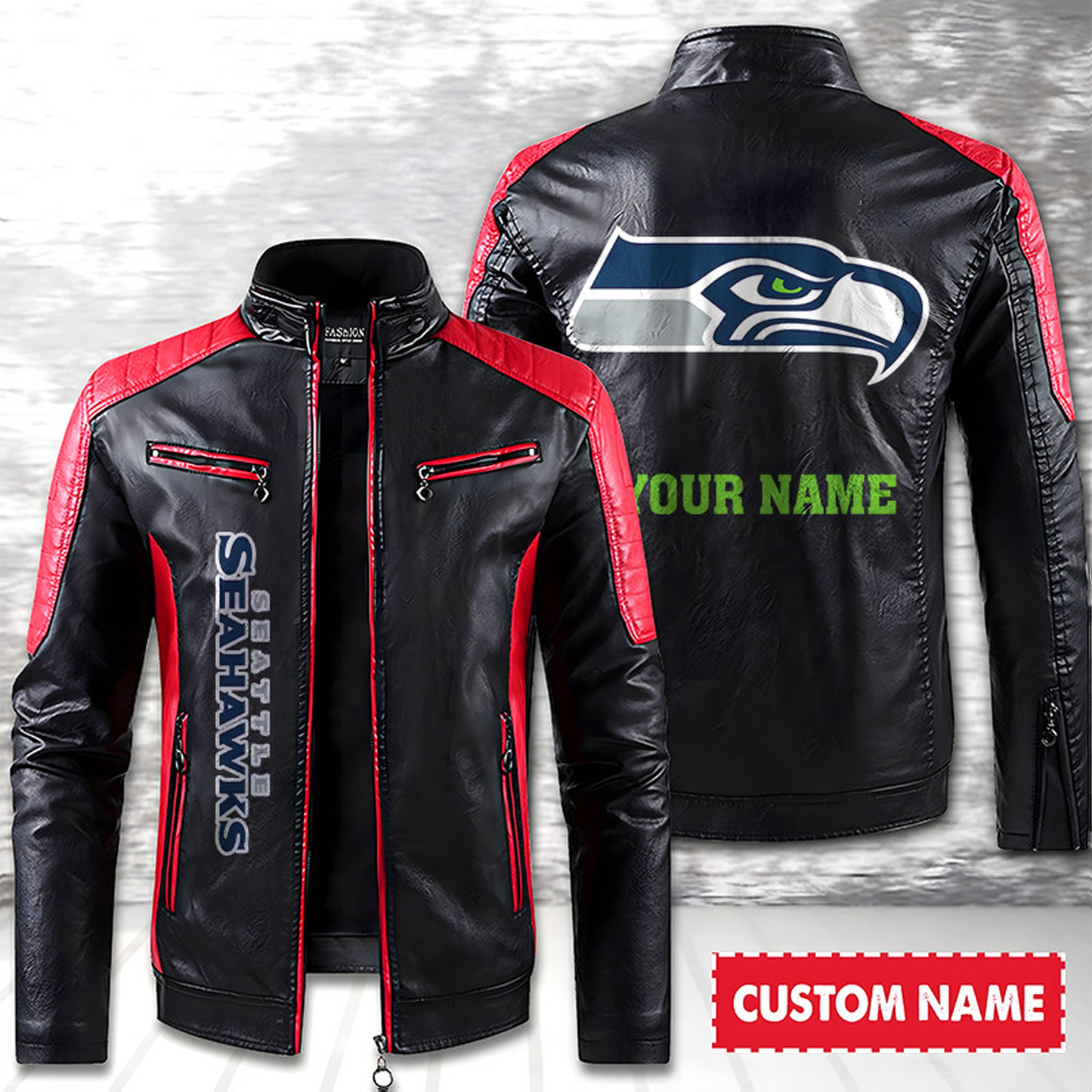 SEA American Football Men Leather Jacket Custom Any Name Gifts DatND DVT