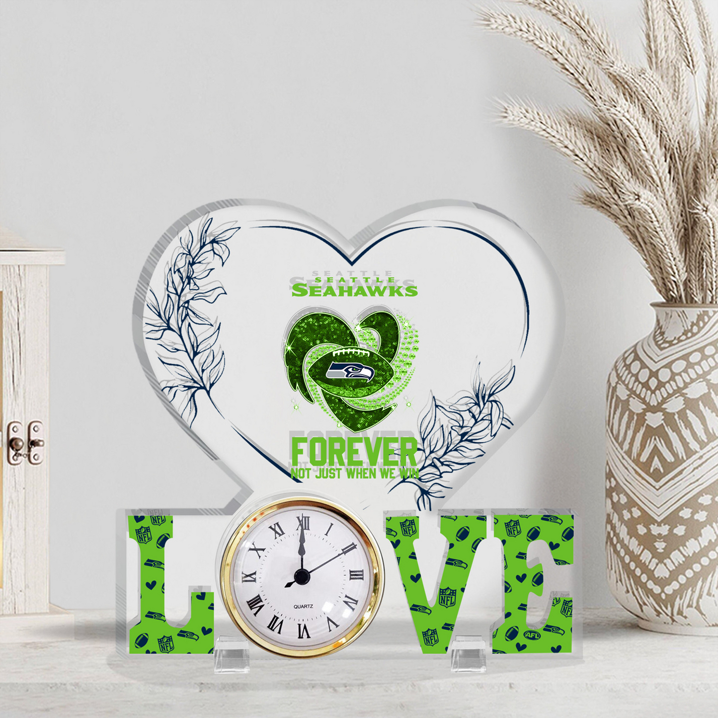SEA x NFL Forever Not Just When We Win Acrylic Clock DATND TANTD