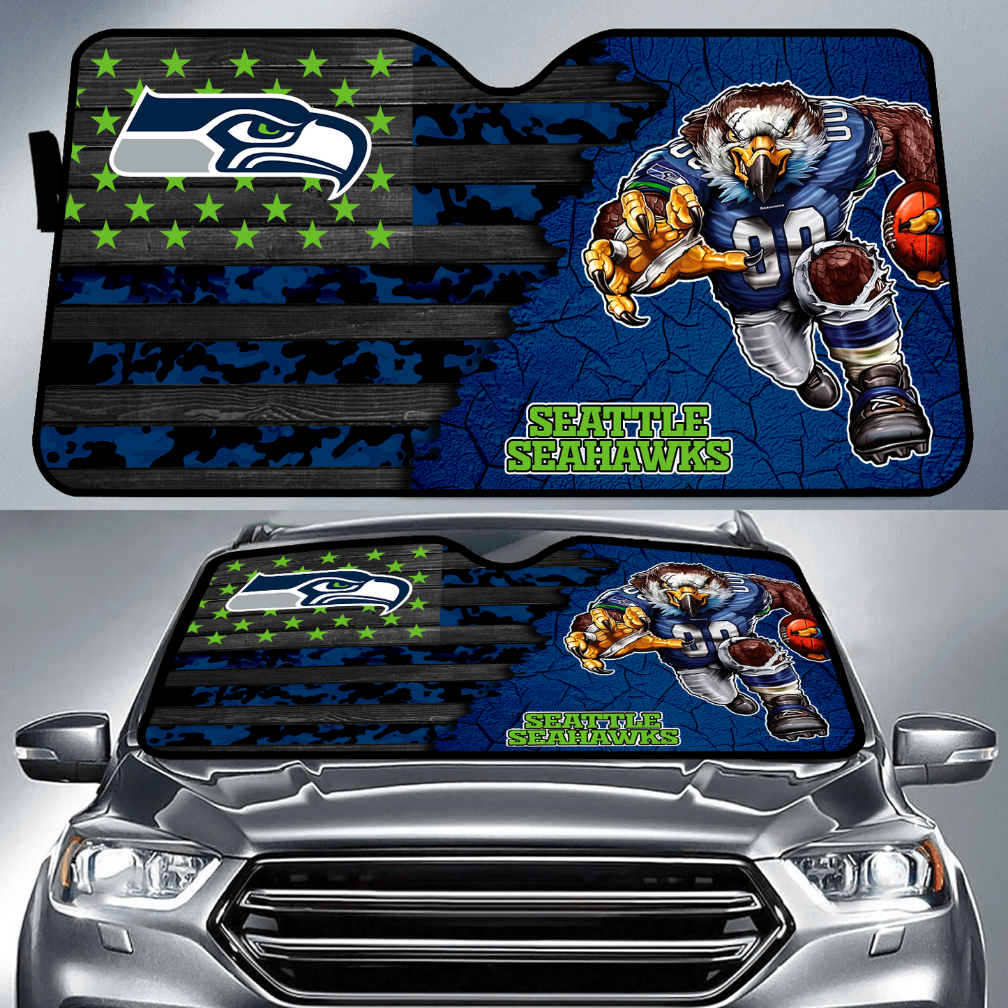 SEA x NFL Personalized Auto Sun Shade DATND TANTD