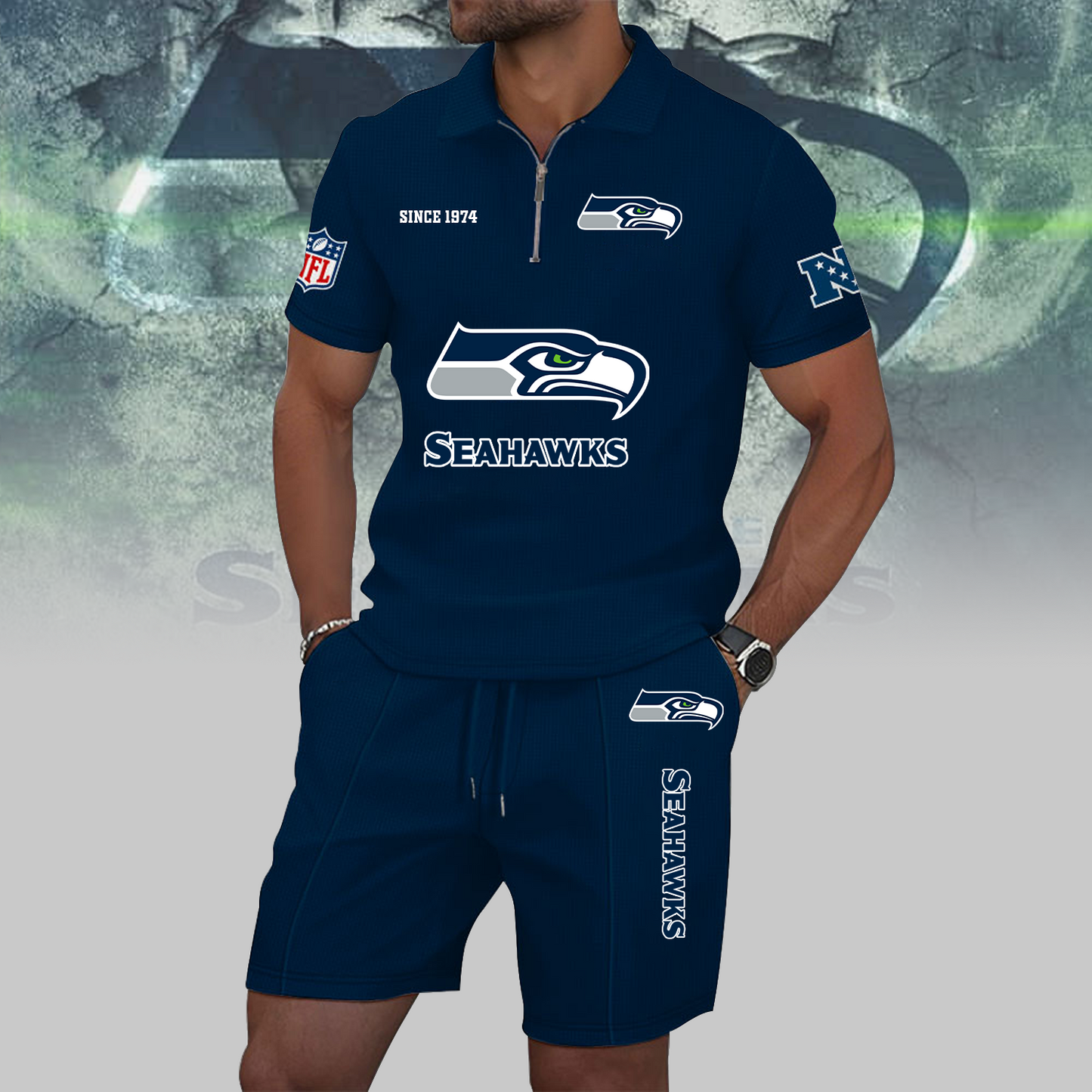 SEA x NFL Zip Polo Set DATND TANTD