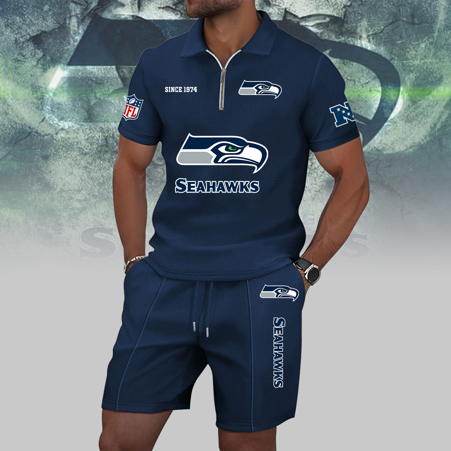 SEA x NFL Zip Polo Set DATND TANTD