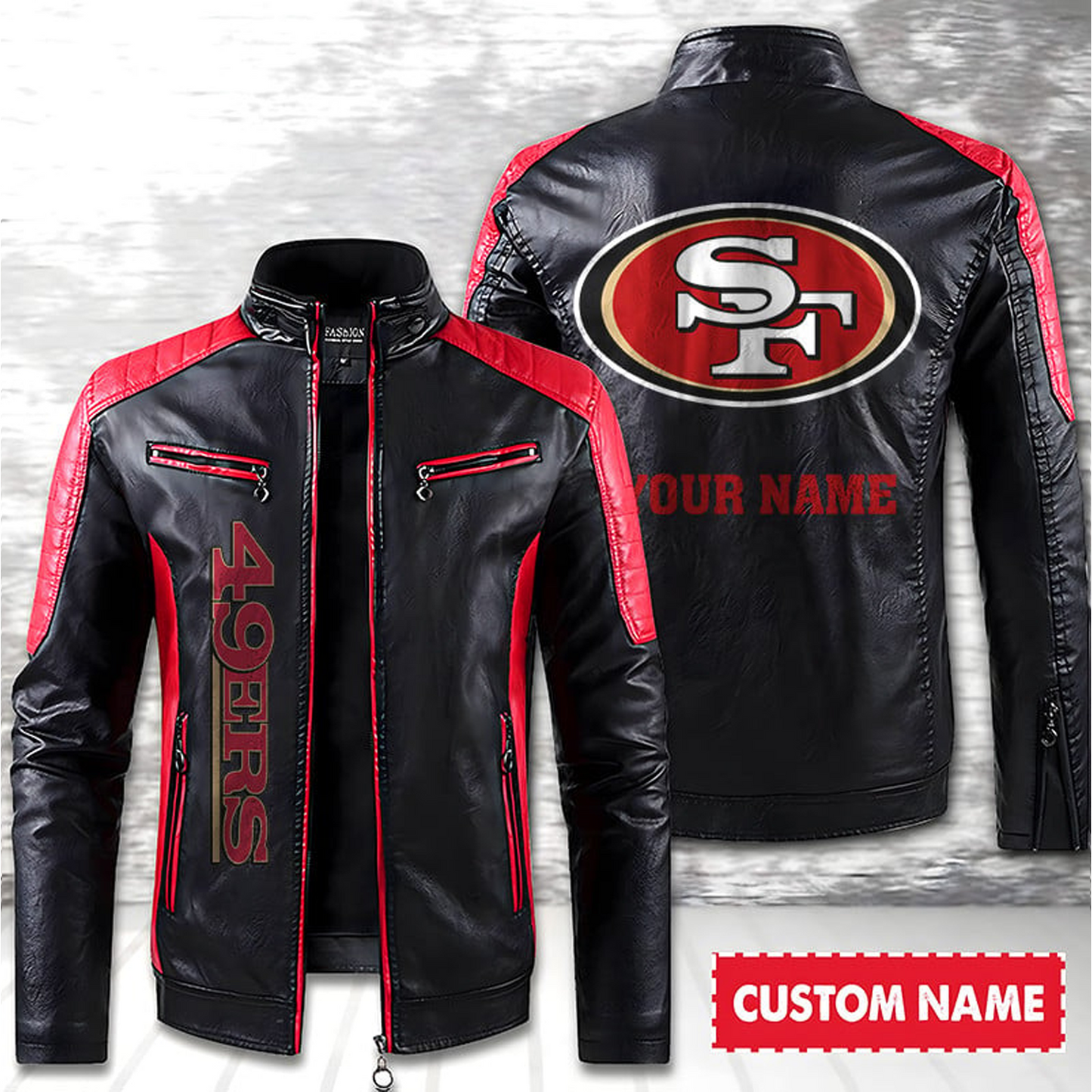 SF American Football Men Leather Jacket Custom Any Name Gifts DatND DVT