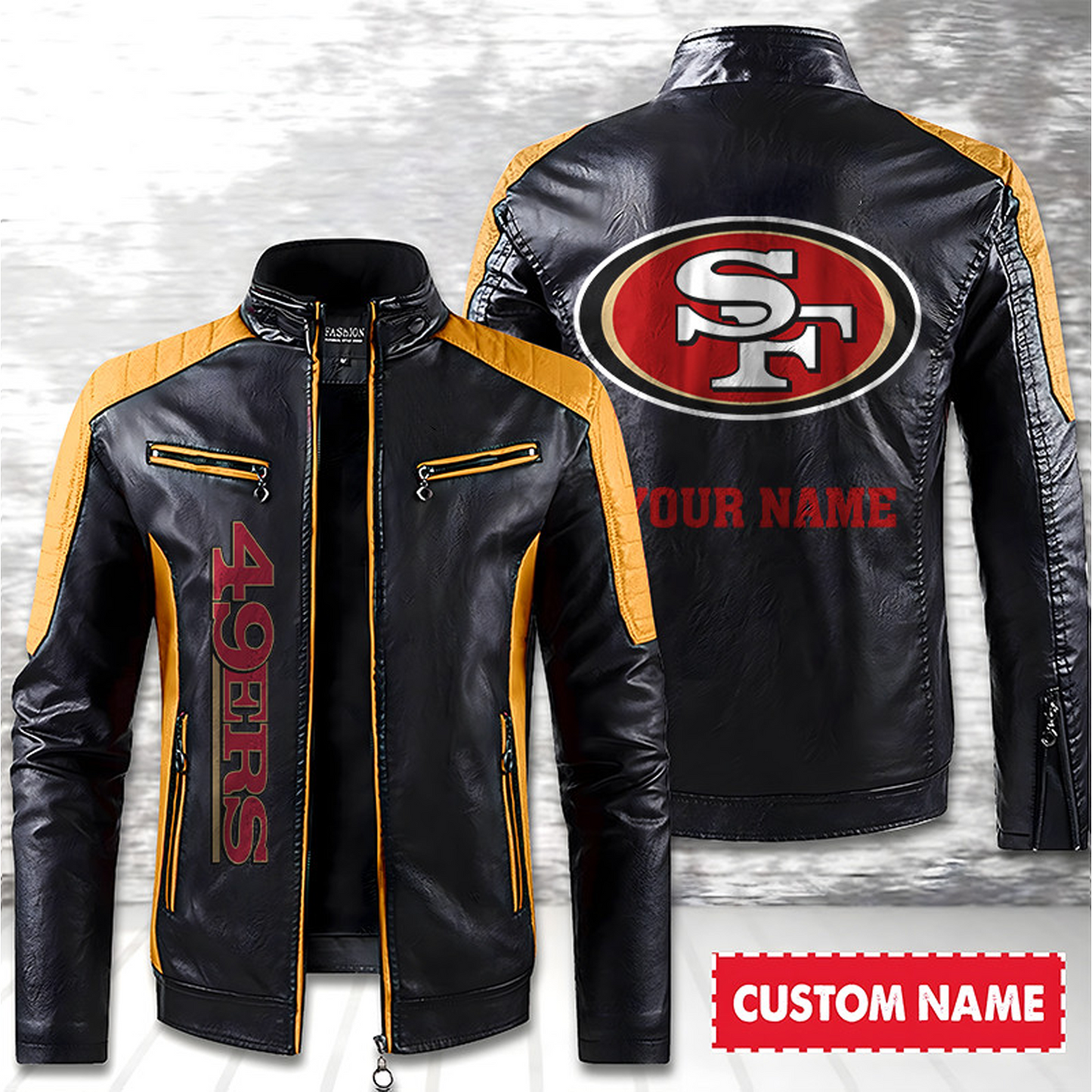SF American Football Men Leather Jacket Custom Any Name Gifts DatND DVT