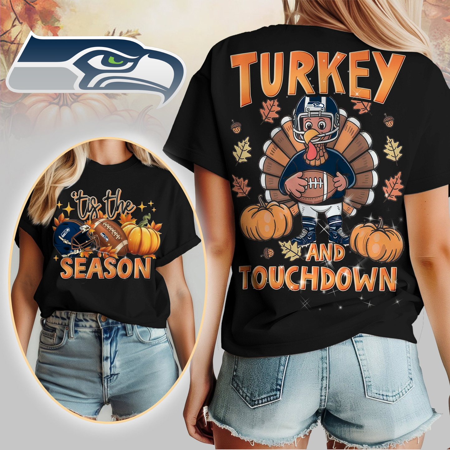 SS Premium NFL Turkey and Touchdown Women's Shirt DDT NTL