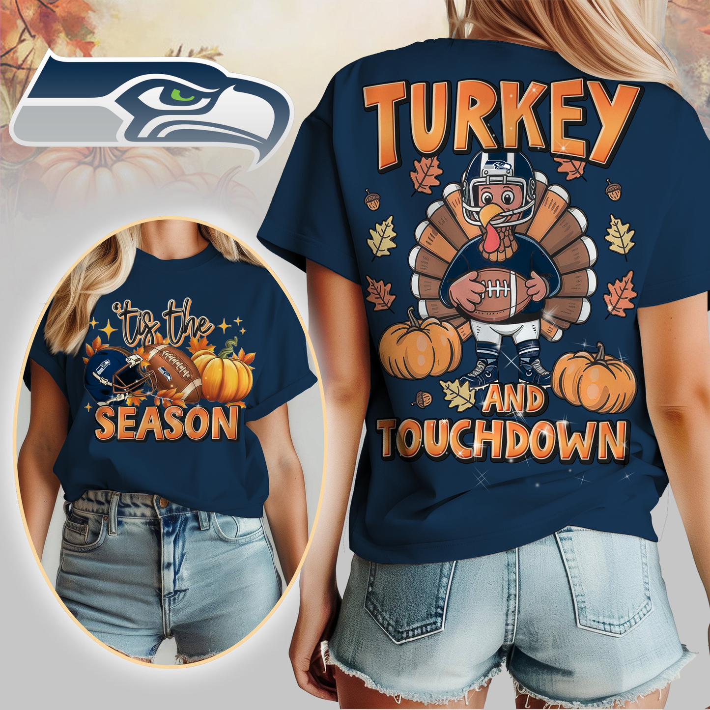 SS Premium NFL Turkey and Touchdown Women's Shirt DDT NTL