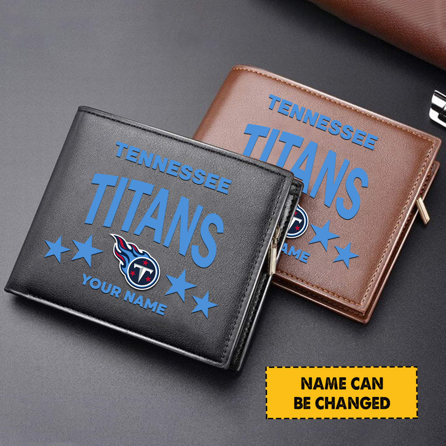TEN Football Leather Man Black Brown Wallet Personalized Any Name DATND TANTD