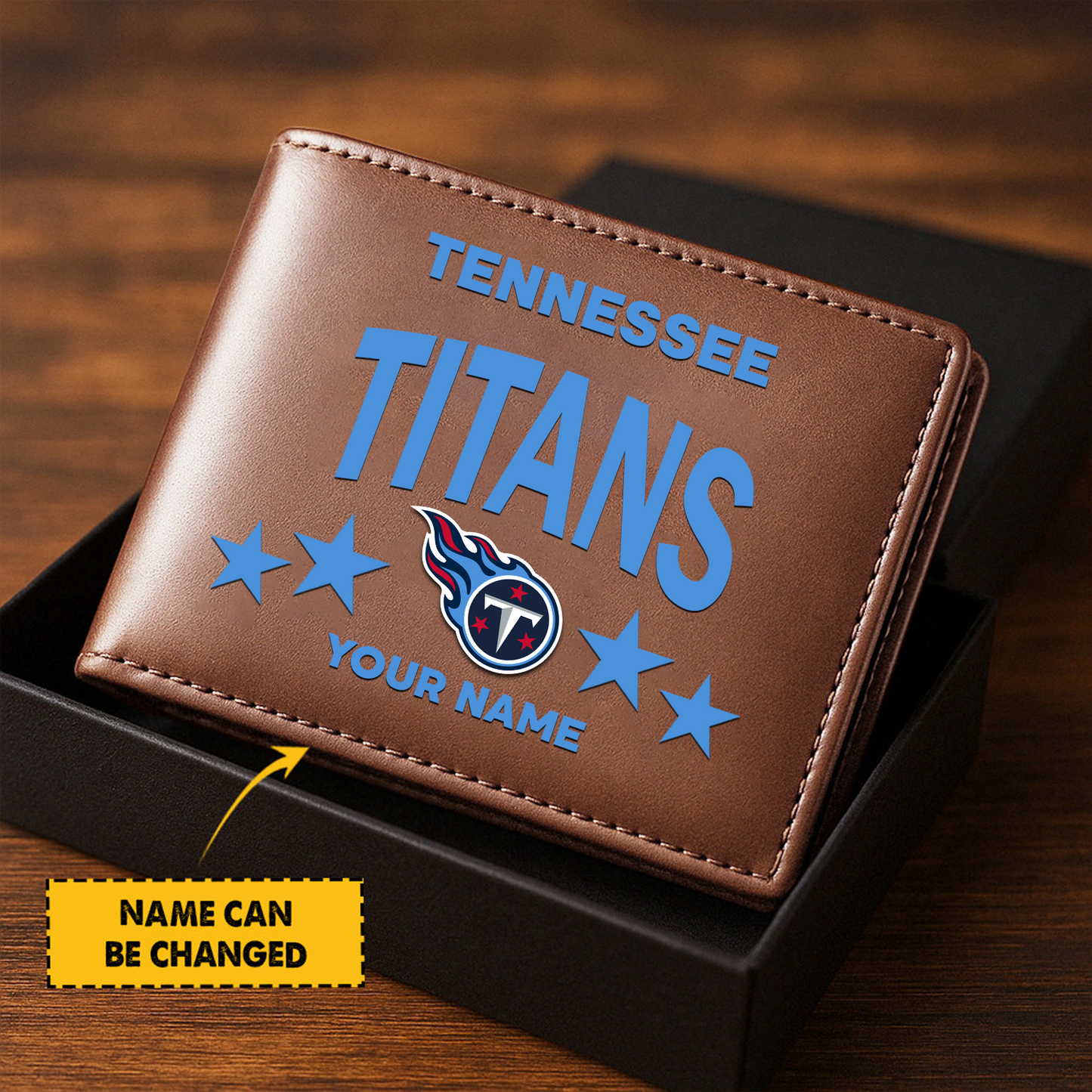 TEN Football Leather Man Black Brown Wallet Personalized Any Name DATND TANTD