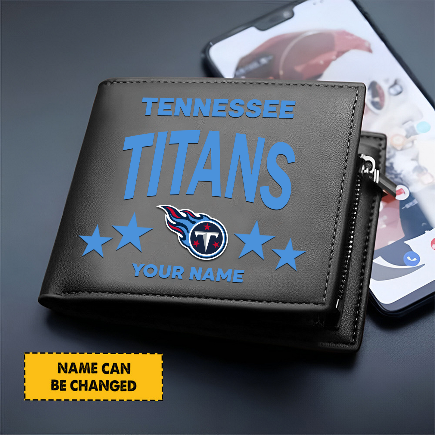 TEN Football Leather Man Black Brown Wallet Personalized Any Name DATND TANTD