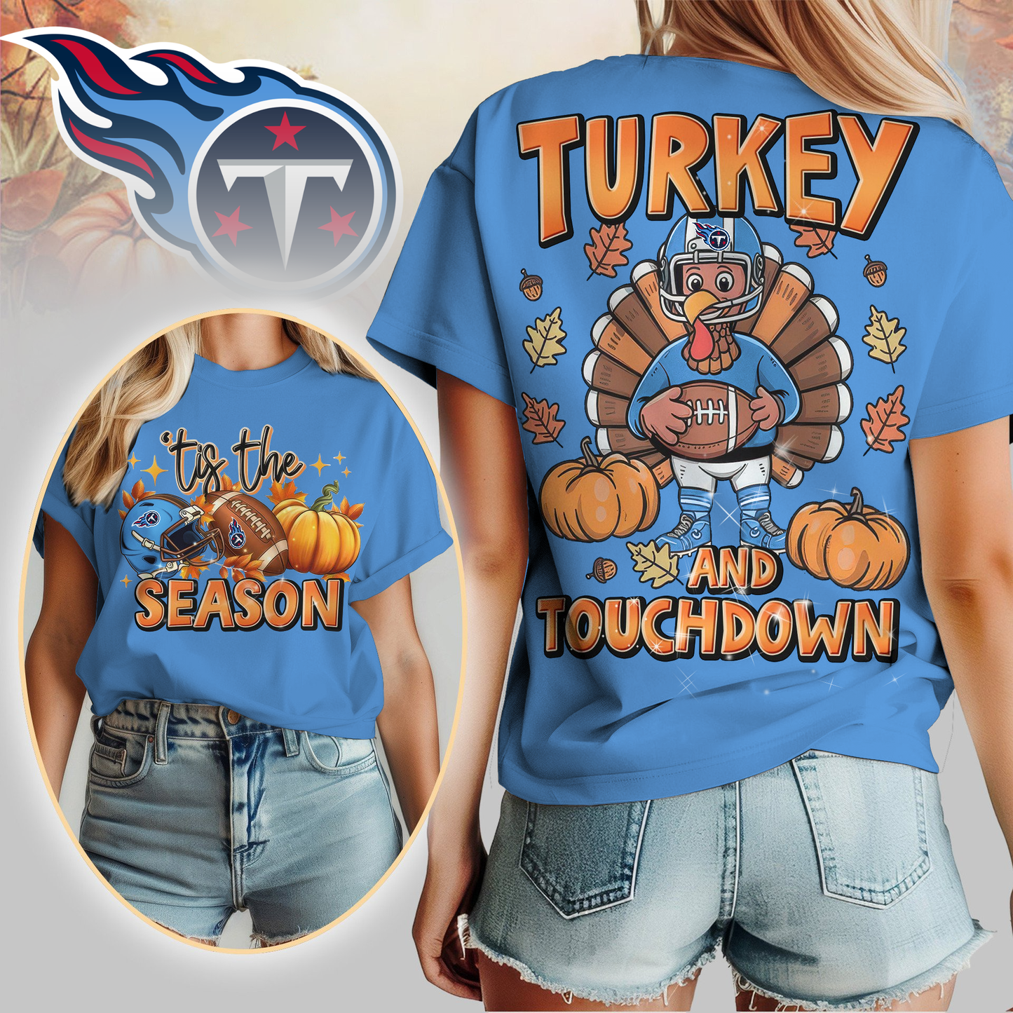 TT Premium NFL Turkey and Touchdown Women's Shirt DDT NTL