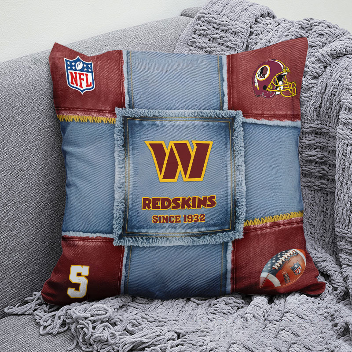 WAS x NFL Football Pillow Special Style DATND TANTD