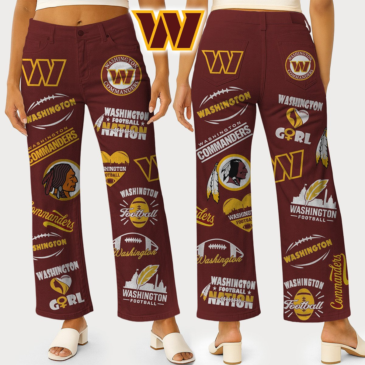 WC Premium NFL High Waisted Casual Wide Leg Pants DDT NTL